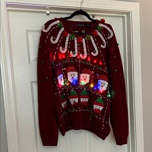 Saddlebred Festive Red Sweater with light up Santa Design Christmas